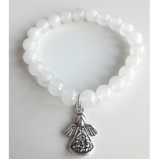 Jade karkötő angyal medállal Jade karkötő angyal medállal
