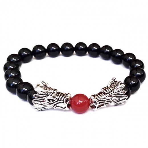 Ónix karneol sárkány karkötő Ónix karneol sárkány karkötő