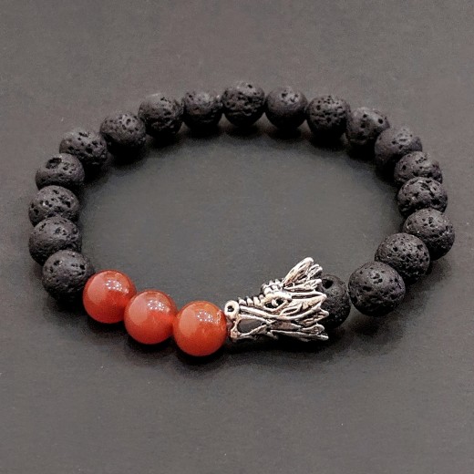 Karneol sárkány lávakő karkötő Karneol sárkány lávakő karkötő