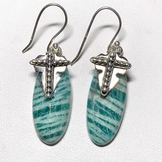 Amazonit fülbevaló, természetes, ezüst Amazonit fülbevaló, természetes, ezüst