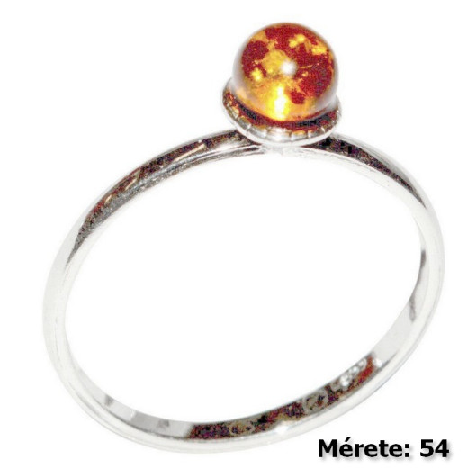 Borostyán gyűrű, ezüst