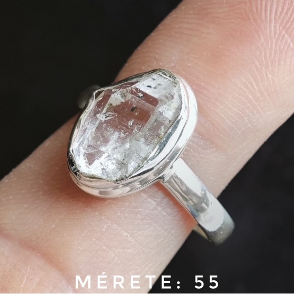 Herkimer gyűrű, ezüst, egyszerűen elegáns