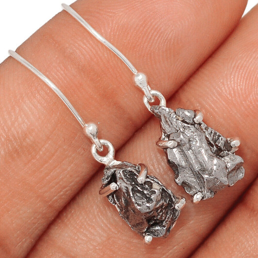 Meteorit fülbevaló, ezüst  Meteorit fülbevaló, ezüst