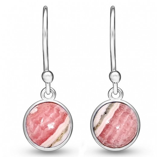 Rodokrozit fülbevaló, ezüst pár Rodokrozit fülbevaló, ezüst pár