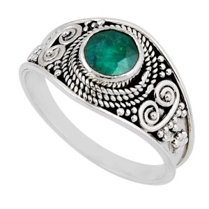 Smaragd gyűrű, ezüst 