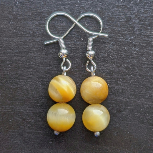 Blonde selyem tigrisszem fülbevaló, logós