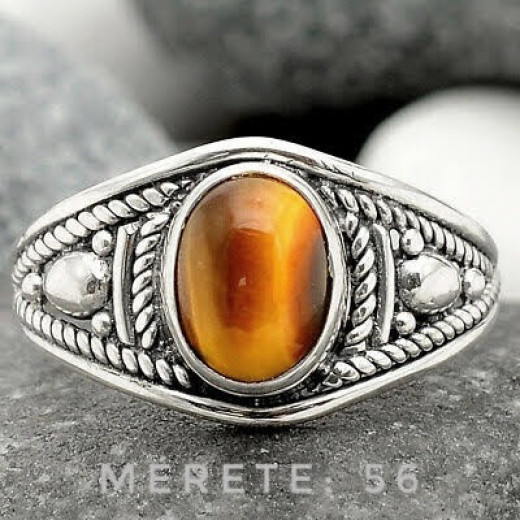 Tigrisszem gyűrű, ezüst