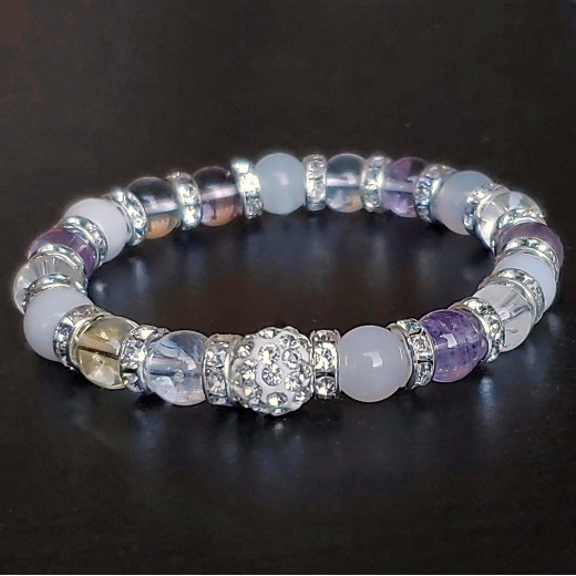 Ametrin achát hegyikristály karkötő Ametrin achát hegyikristály karkötő