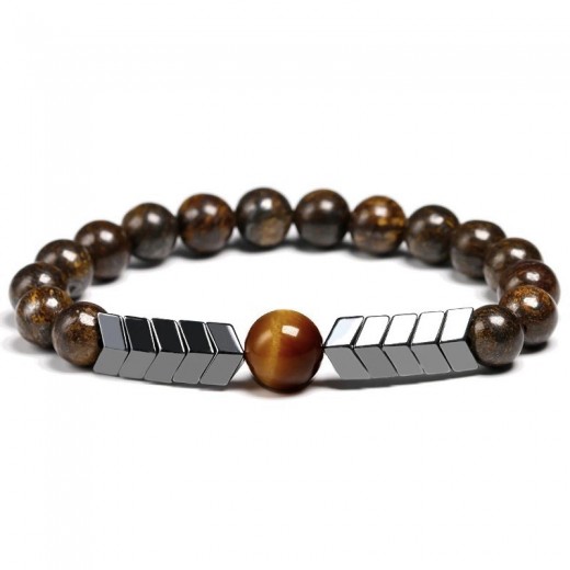 Bronzit hematit tigrisszem karkötő 