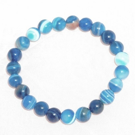 Kék sávos achát karkötő