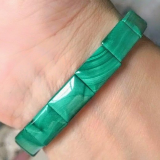 Malachit hasábos karkötő, extra Malachit hasábos karkötő, extra