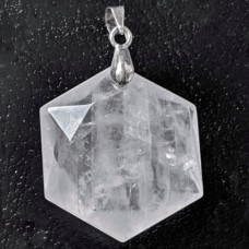 Hegyikristály fazettázott hexagram medál